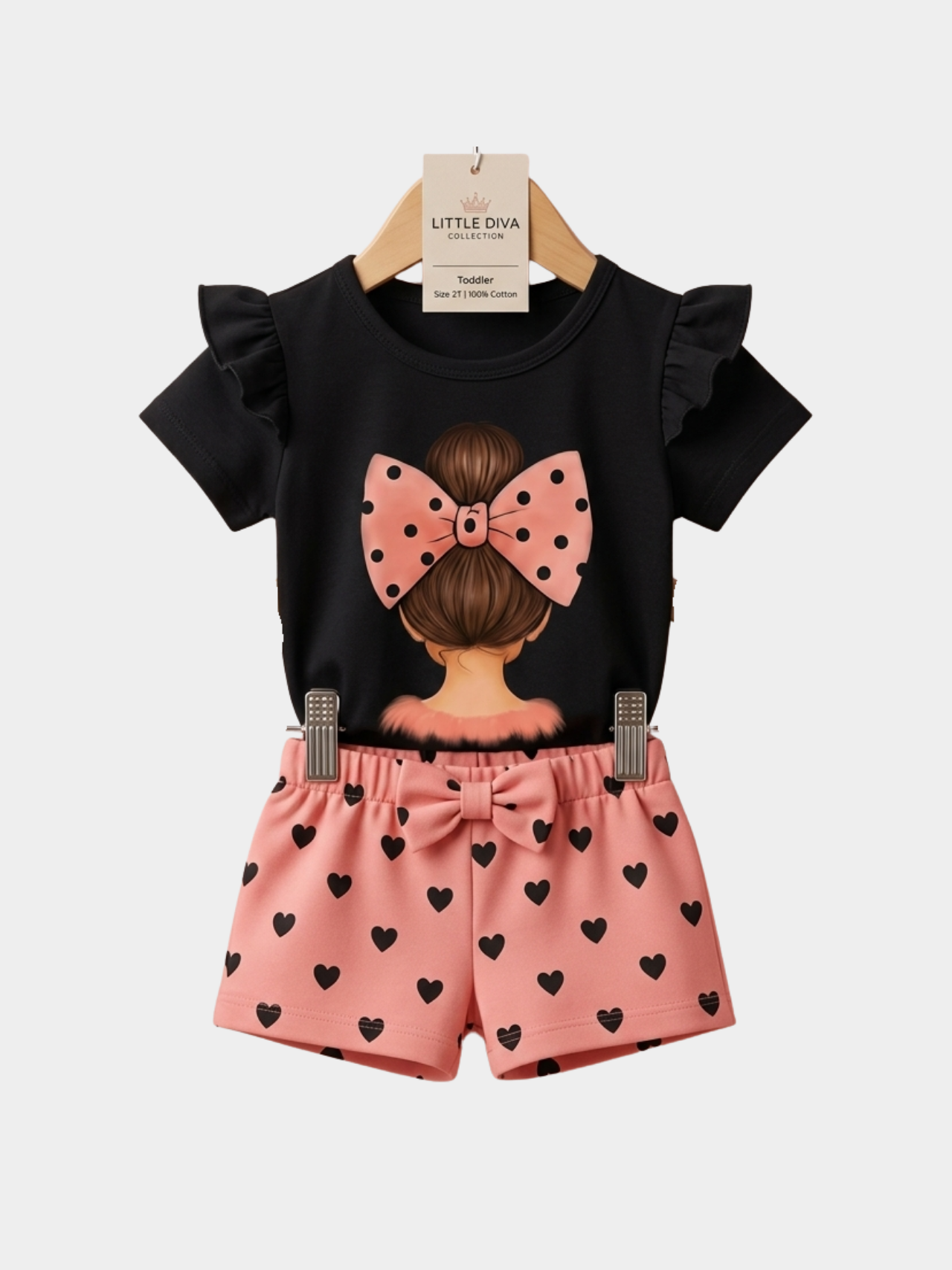 Bow Hair T-shirt And Shorts Set