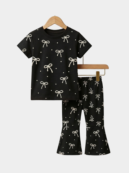 Bow T-shirt And Long Pant Set