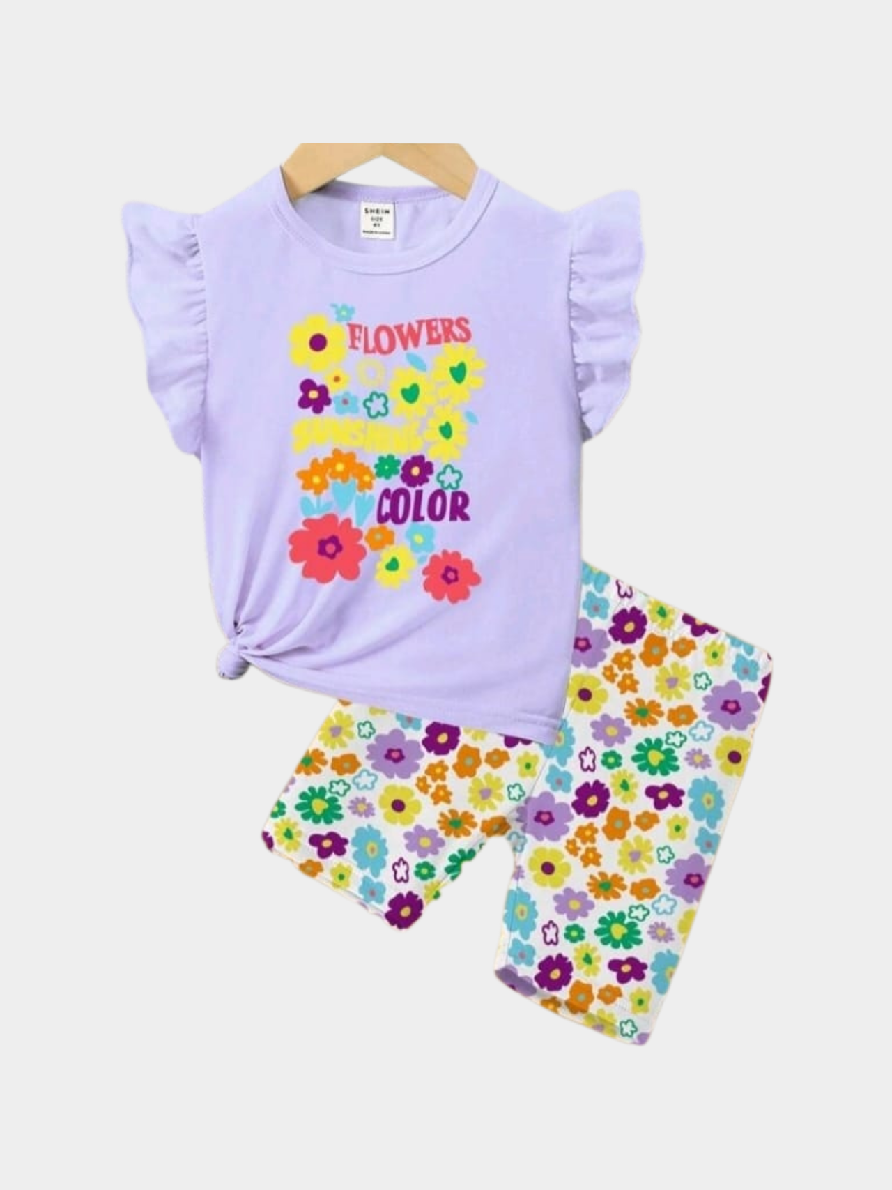Flowers Purple T-shirt And Shorts Set