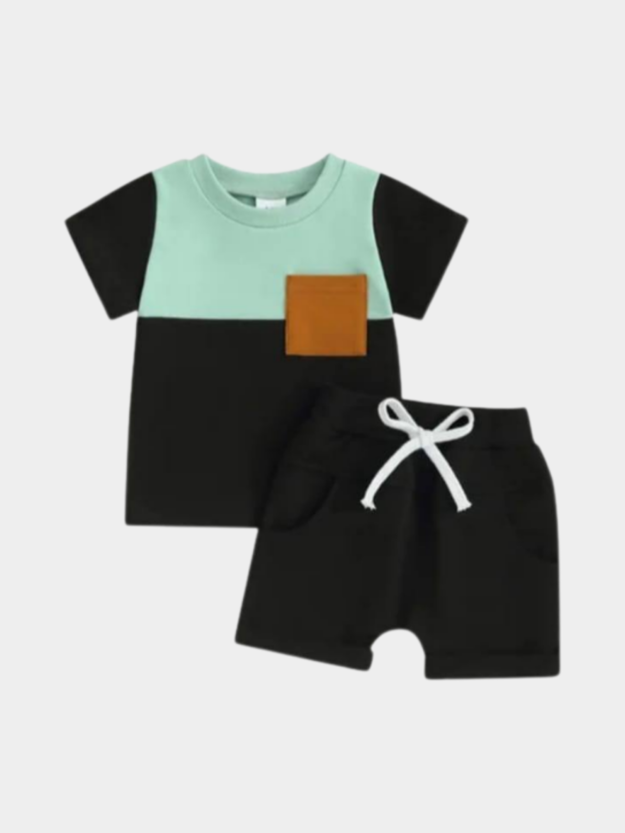 Boys Contrast Black T-shirt And Shorts Set